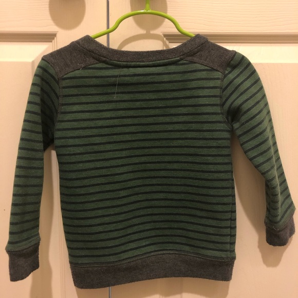Green and gray striped sweatshirt- toddler boy - Picture 4 of 5